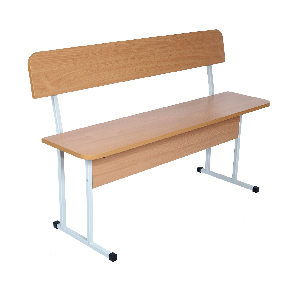 Лавка зі спинкою, ростова група №6, 2-місна, на квадратній металевій трубі, АЛМАНТ, 1200х405х800 мм.